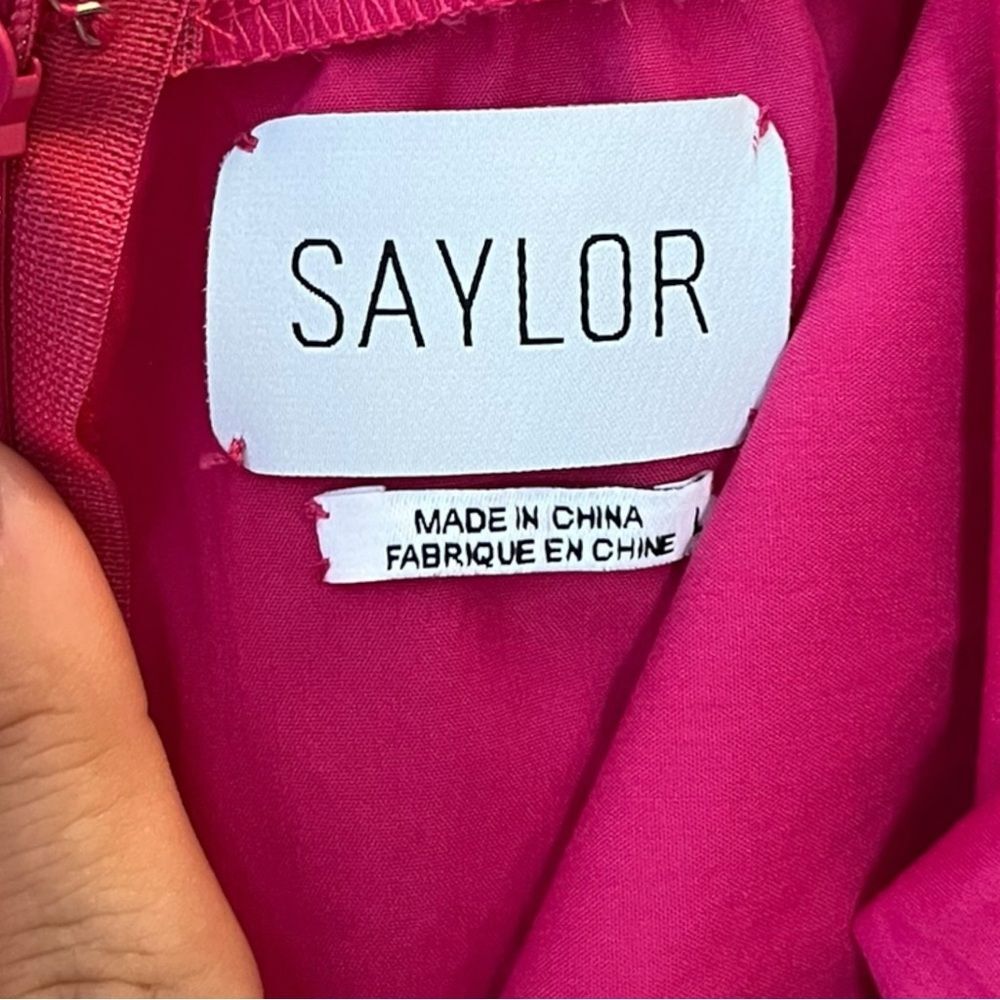Saylor NYC Karalyn‎ Pink Mini Dress Ruffle Bow Back Size Large - Picture 12 of 12
